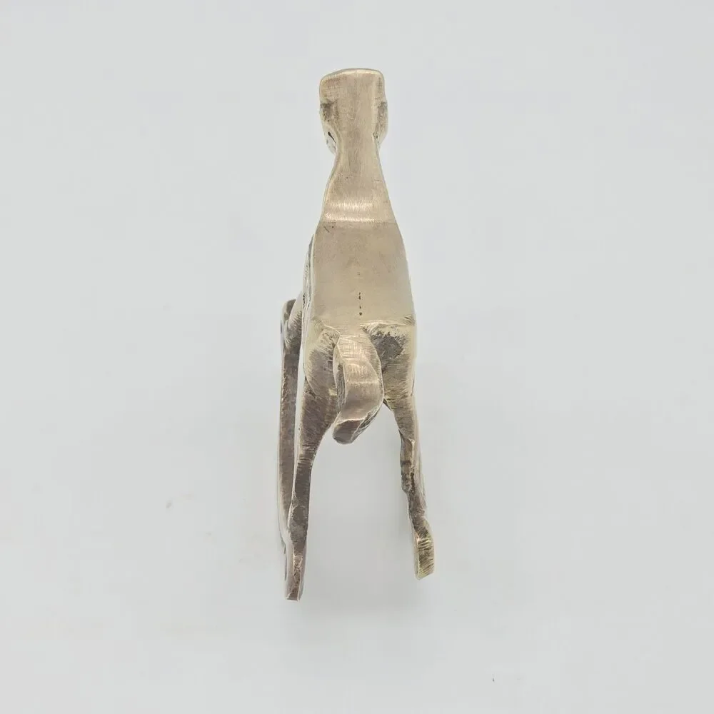 Vintage Solid Brass Rocking Horse 3” Figurine Tail Out Figure Home Decor